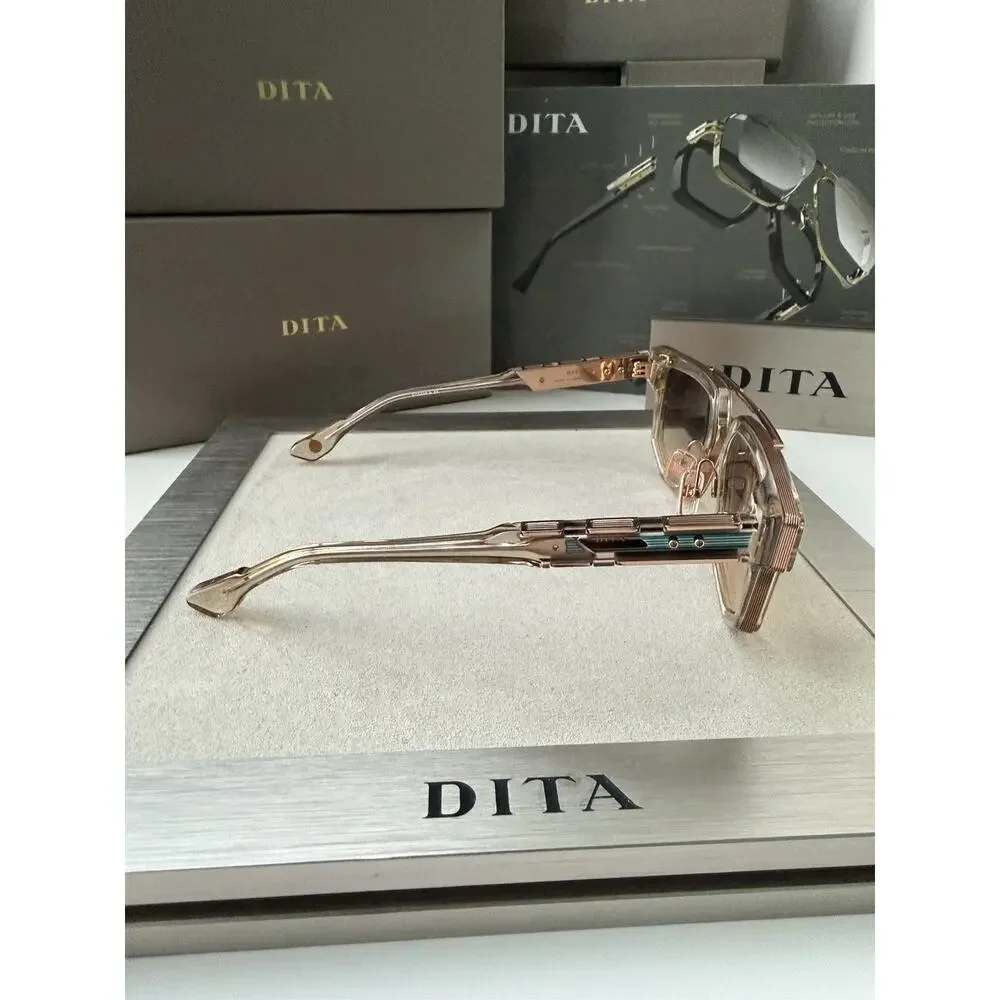 DITA MACH NINE DTS 478 02 Khaki Crystal Rose Gold Grey Sunglasses AUTHENTIC